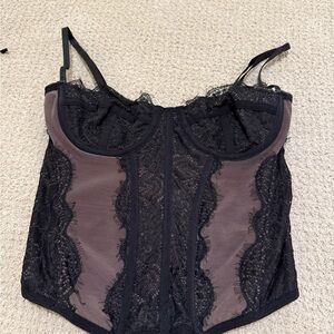 Urban Outfitters Black Lace-Trim Bustier Corset